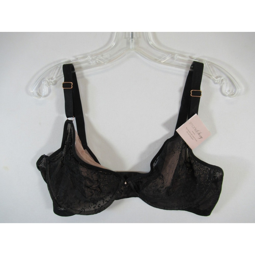 NEW Smart & Sexy Black Mesh Unlined Bra 40DD Underwire